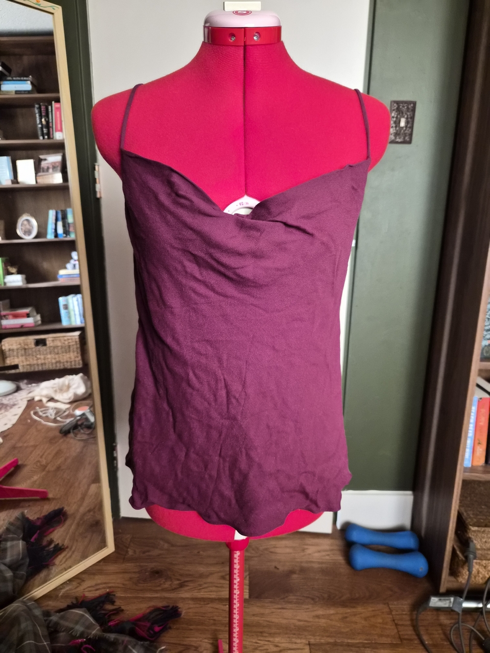 Women’s Cowl Neck Spaghetti Strap Tank Top - Plum